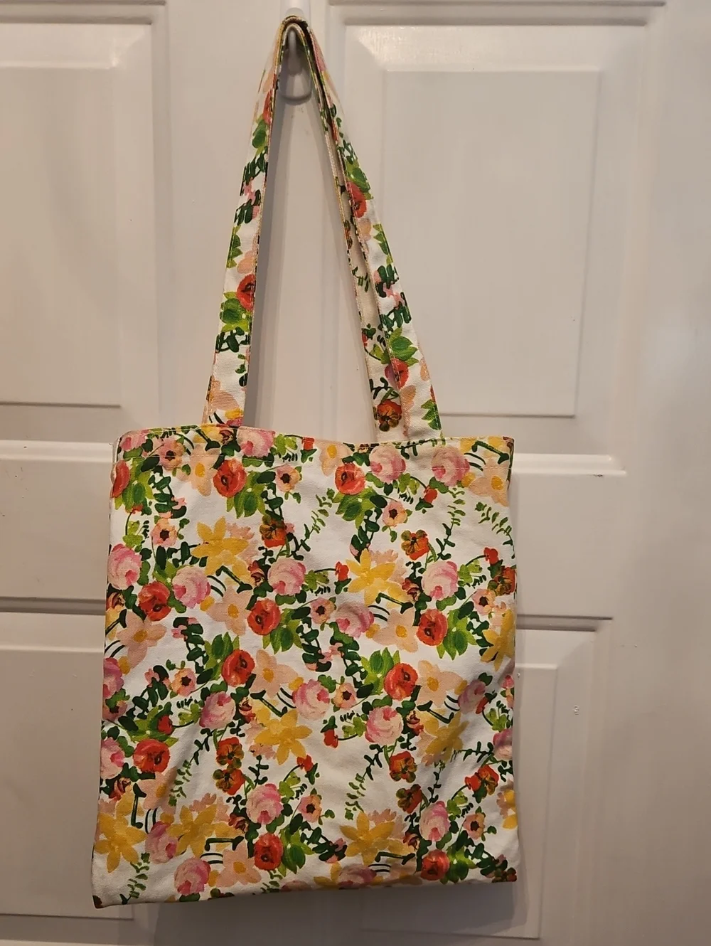 Paint & Petals Botanical Floral Canvas Tote Bag Vintage Style Boho Shoulder Bag